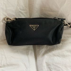 Prada black mini satin bag